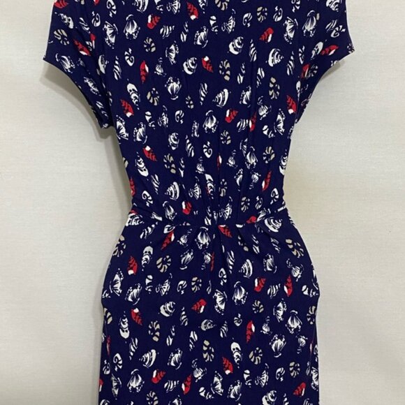 E-178 Laura Ashley Red White &‎ Blue Short Sleeve MIDI Dress Size 6 - Picture 3 of 14